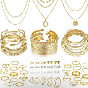 68 Piece Elegant Gold or Silver Jewelry Set for Women